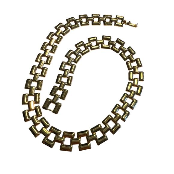 Avon chunky box chain collar necklace choker goldtone lightweight vintage Y2K - Picture 3 of 8